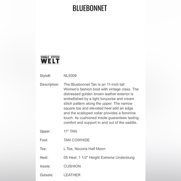 Genuine Leather Nocona Cowboy boots bluebonnet - Picture 5 of 13